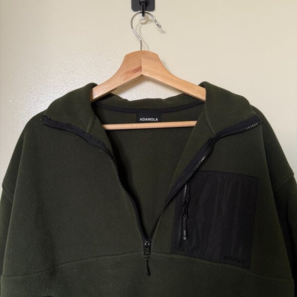Adanola Olive Green Recycled Polyester Fleece Quarter Zip Sweater XS - Picture 3 of 8